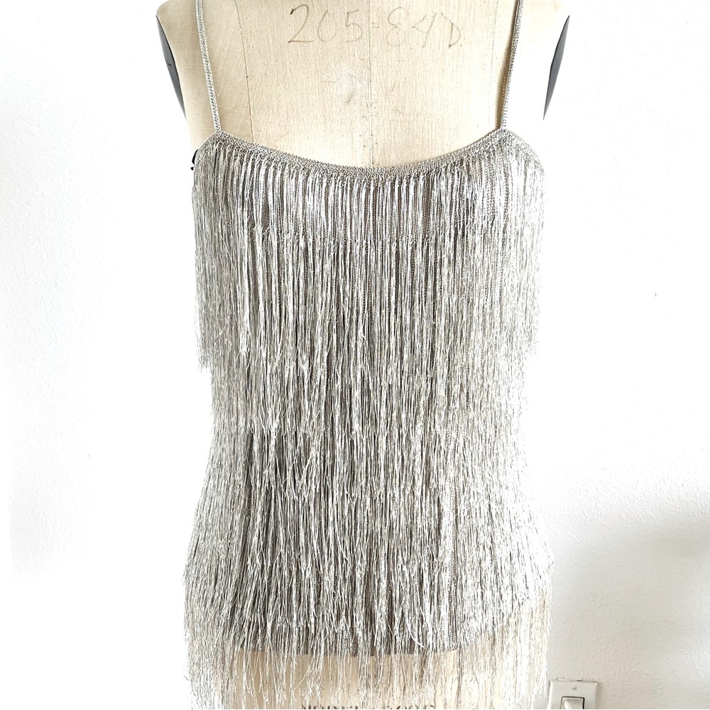 Rachel Zoe Metallic Cocktails Fringe Top